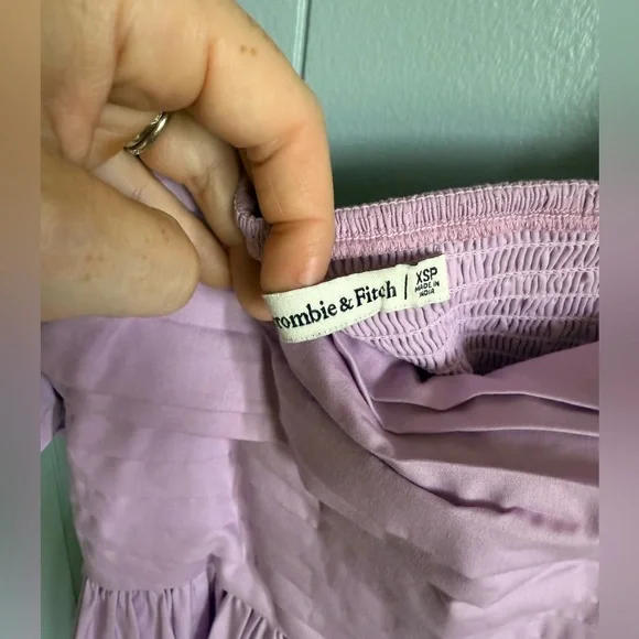 ABERCROMBIE PURPLE QUARTER PUFF SLEEVE SQUARE NECK POPLIN MIDI DRESS XS/PETITE - Picture 4 of 5